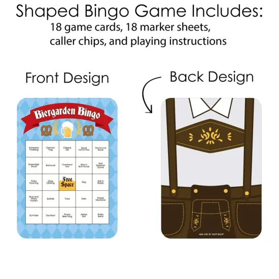 Big Dot of Happiness Oktoberfest - Bar Bingo Cards and Markers - Beer Festival Shaped Bingo Game - Set of 18 {4}