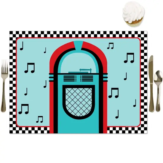Big Dot of Happiness 50's Sock Hop - Party Table Decorations - 1950s Rock N Roll Party Placemats - Set of 16 {1}