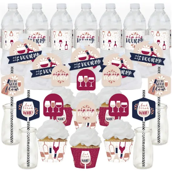 Big Dot of Happiness But First, Wine - Wine Tasting Party Favors and Cupcake Kit - Fabulous Favor Party Pack - 100 Pieces {1}