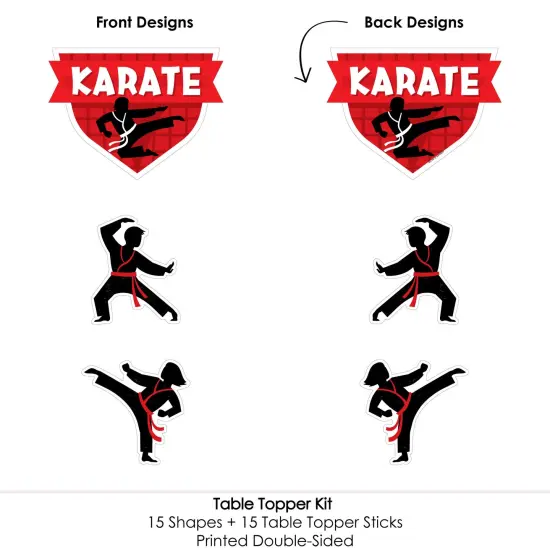 Big Dot of Happiness Karate Master - Martial Arts Birthday Party Centerpiece Sticks - Table Toppers - Set of 15 {6}