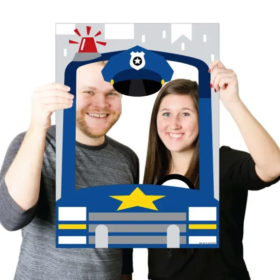 Big Dot of Happiness Calling All Units - Police - Cop Birthday Party or Baby Shower Photo Booth Picture Frame and Props - Printed on Sturdy Material {4}