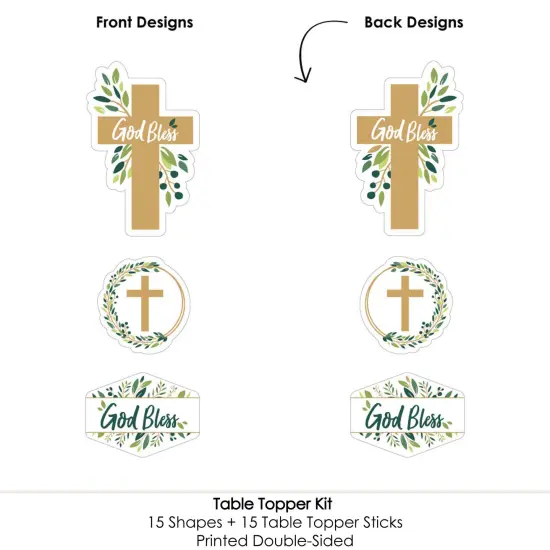 Big Dot of Happiness Elegant Cross - Religious Party Centerpiece Sticks - Table Toppers - Set of 15 {6}