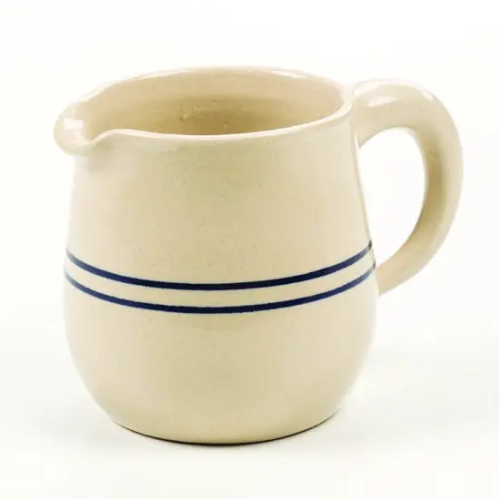 Martinez Pottery Syrup Pitcher or Creamer - Handmade Heritage Blue Stripe Stoneware {4}