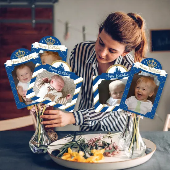 Big Dot of Happiness Royal Prince Charming - Birthday Party Picture Centerpiece Sticks - Photo Table Toppers - 15 Pieces {3}