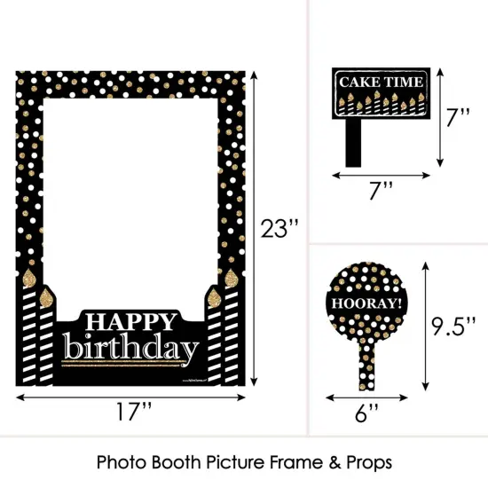 Big Dot of Happiness Adult Happy Birthday - Gold - Birthday Party Selfie Photo Booth Picture Frame & Props - Printed on Sturdy Material {6}
