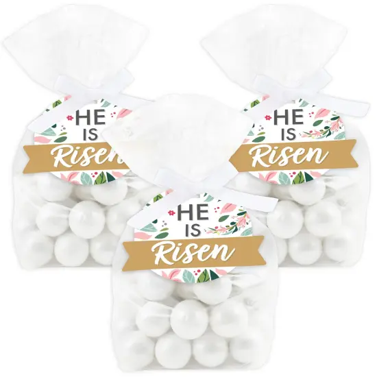 Big Dot of Happiness Religious Easter - Christian Holiday Party Clear Goodie Favor Bags - Treat Bags With Tags - Set of 12 {1}