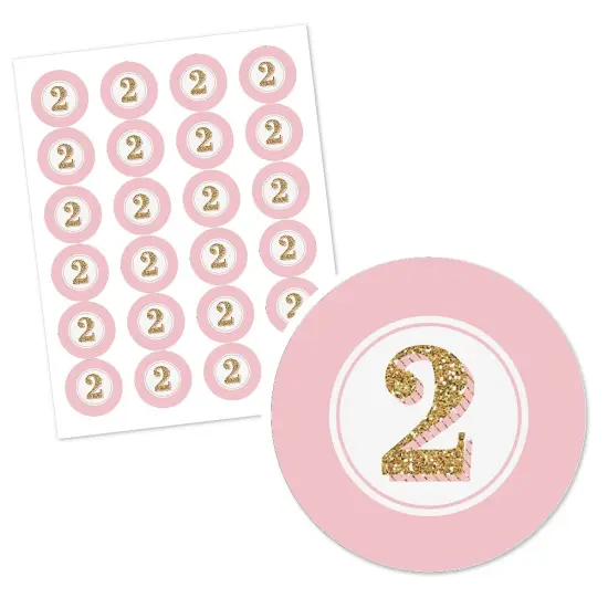 Big Dot of Happiness Two Much Fun - Girl - 2nd Birthday Party Circle Sticker Labels - 24 Count {3}