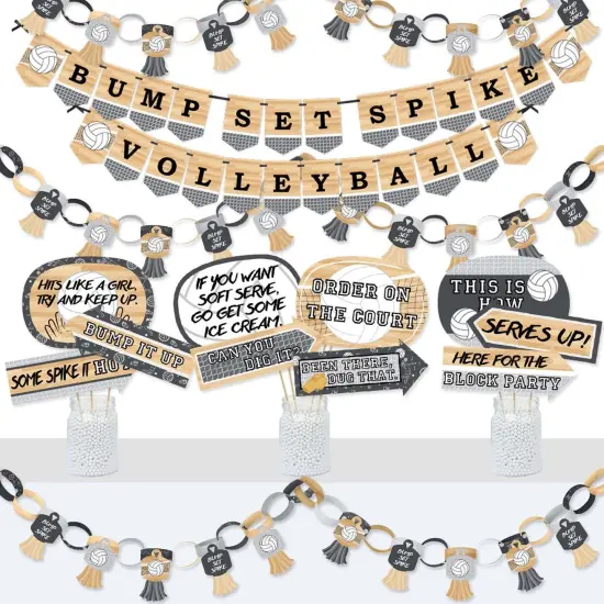 Big Dot of Happiness Bump, Set, Spike - Volleyball - Banner & Photo Booth Decorations - Baby Shower or Birthday Party Supplies Kit - Doterrific Bundle {1}