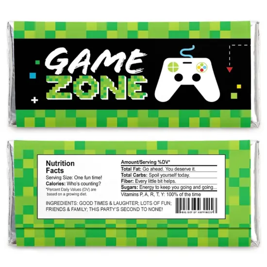 Big Dot of Happiness Game Zone - Candy Bar Wrapper Pixel Video Game Party or Birthday Party Favors - Set of 24 {3}