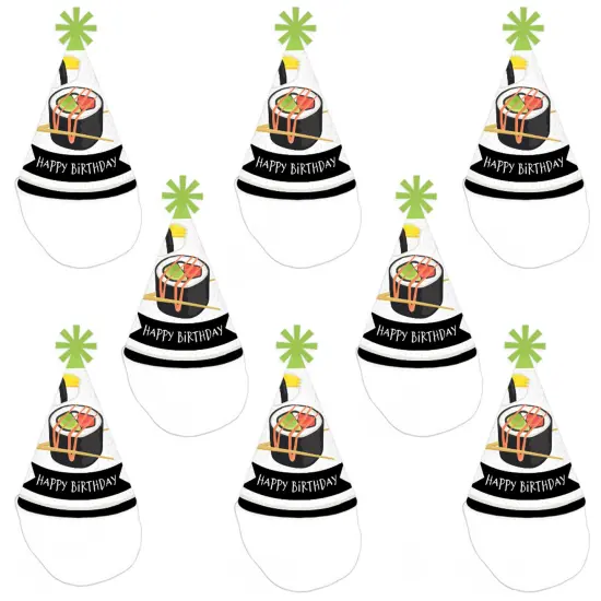 Big Dot of Happiness Let&rsquo;s Roll - Sushi - Cone Happy Birthday Party Hats for Kids and Adults - Set of 8 (Standard Size) {7}