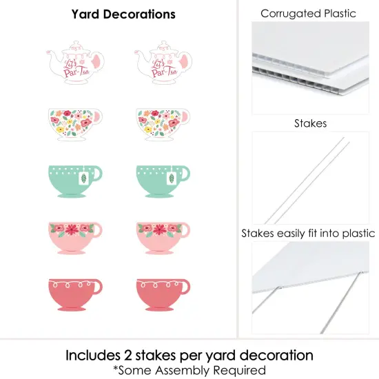Big Dot of Happiness Floral Let's Par-Tea - Tea Pot and Tea Cup Lawn Decorations - Outdoor Garden Tea Party Yard Decorations - 10 Piece {7}