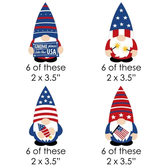 Big Dot of Happiness Patriotic Gnomes - DIY Shaped Memorial Day, 4th of July and Labor Day Gnome Party Cut-Outs - 24 Count {3}