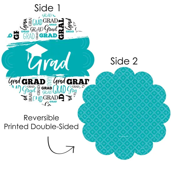 Big Dot of Happiness Teal Grad - Best is Yet to Come - Turquoise Graduation Party Round Table Decorations - Paper Chargers - Place Setting For 12 {4}