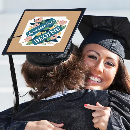 Big Dot of Happiness Floral Grad - Graduation Cap Decorations Kit - Grad Cap Cover {3}