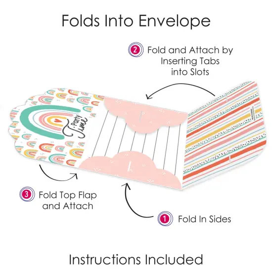 Big Dot of Happiness Hello Rainbow - Fill-In Cards - Boho Baby Shower and Birthday Party Fold and Send Invitations - Set of 8 {6}