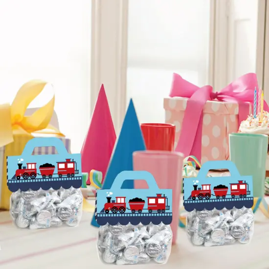 Big Dot of Happiness Railroad Party Crossing DIY Steam Train Birthday Party or Baby Shower Clear Goodie Favor Bag Labels Candy Bags with Toppers 24 Ct {7}