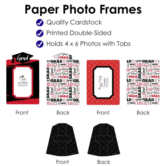 Big Dot of Happiness Red Graduation Party Centerpieces - 4x6 Picture Display - Paper Photo Frames - Set of 12 {6}