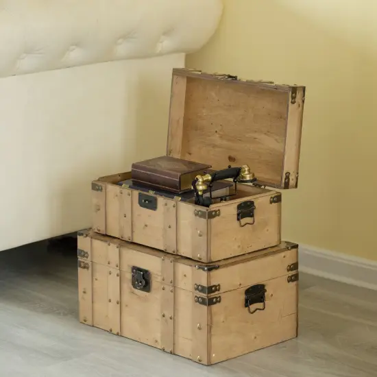 Natural Wooden Style Trunk with Handles {5}