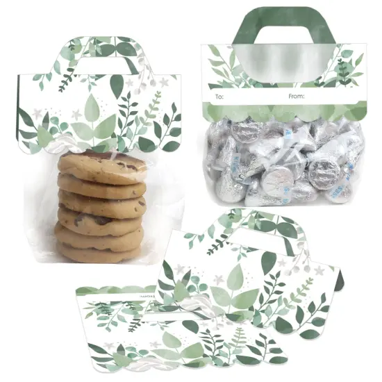 Big Dot of Happiness Boho Botanical - DIY Greenery Party Clear Goodie Favor Bag Labels - Candy Bags with Toppers - Set of 24 {1}
