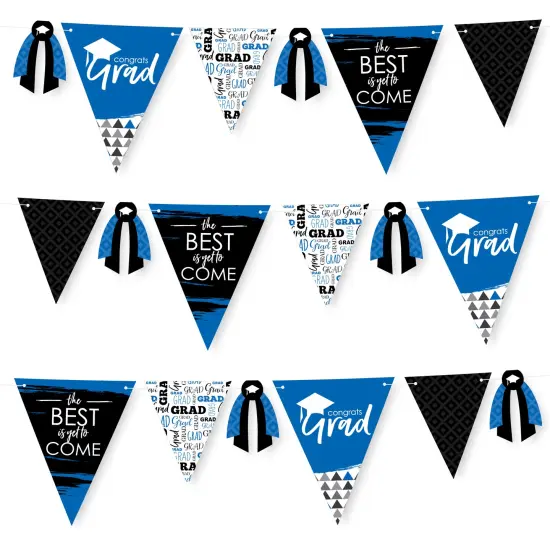 Big Dot of Happiness 30 Piece Blue Graduation Party Pennant Triangle Banner {1}