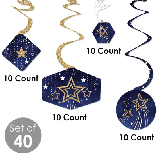 Big Dot of Happiness Starry Skies - Gold Celestial Party Hanging Decor - Party Decoration Swirls - Set of 40 {6}