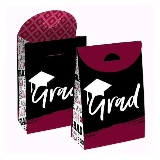 Big Dot of Happiness Maroon Grad - Best is Yet to Come - Burgundy Graduation Gift Favor Bags - Party Goodie Boxes - Set of 12 {1}