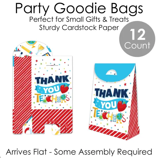 Big Dot of Happiness Thank You Teachers - Teacher Appreciation Gift Favor Bags - Party Goodie Boxes - Set of 12 {6}