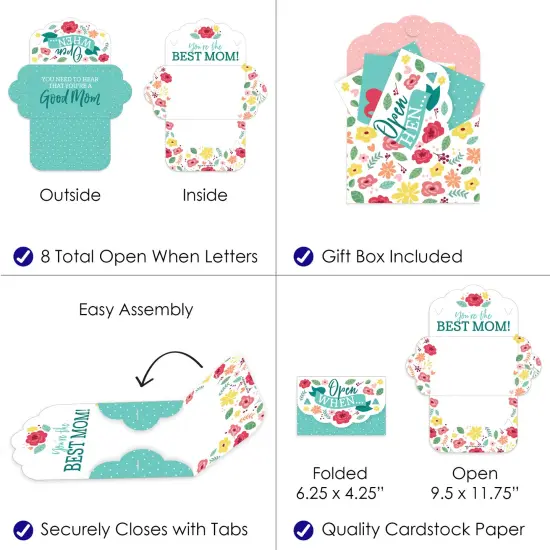 Big Dot of Happiness Colorful Floral Happy Mother's Day - Cards for Mom Gift Box Kit - Open When Letters - Set of 8 {7}