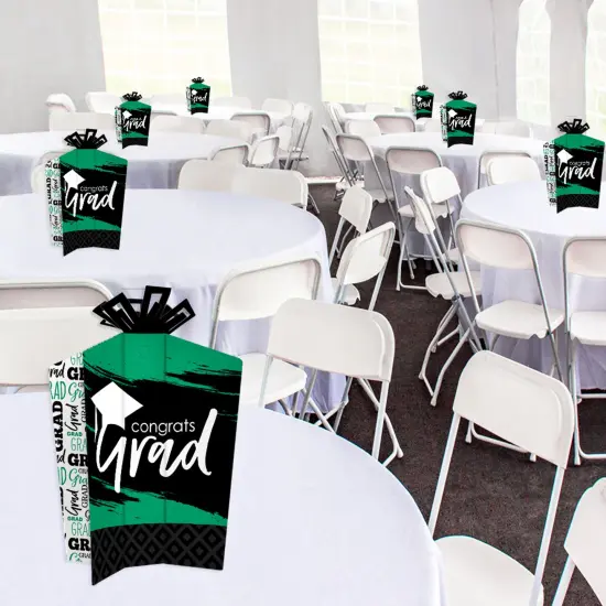 Big Dot of Happiness Green Graduation Table Decorations - Party Fold and Flare Centerpieces - 10 Count {3}