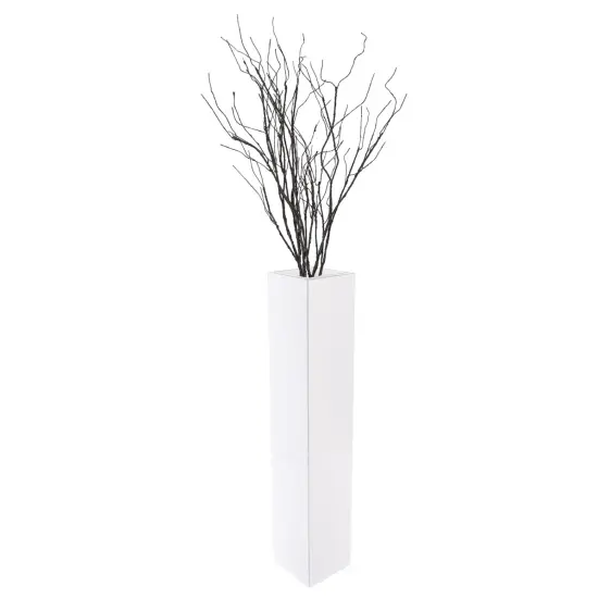Large Tall Rectangular Wooden Modern Floor Vase - Sleek Contemporary Decor Accent for Living Room, Bedroom, Hallway and Entryway - Handcrafted Decorative Display Piece with Elegant Design Small White {1}