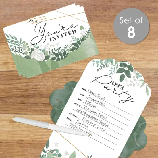 Big Dot of Happiness Boho Botanical - Fill-In Cards - Greenery Party Fold and Send Invitations - Set of 8 {3}