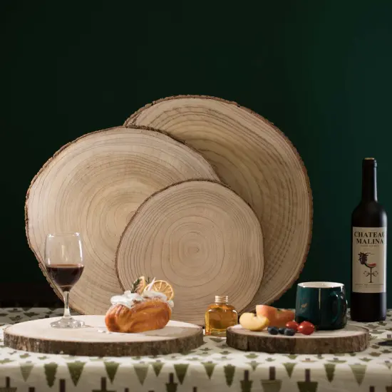 Barky Natural Wood Slabs Rustic Ornament Slice Tray Table Charger {2}