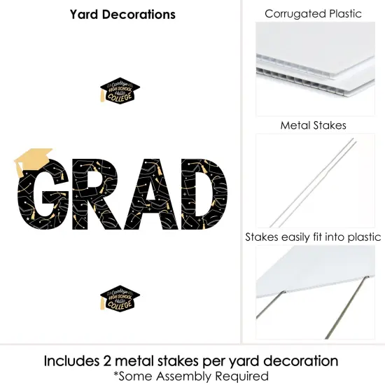 Big Dot of Happiness Hello College Graduation Party Yard Signs - Outdoor Lawn Decorations - GRAD {7}