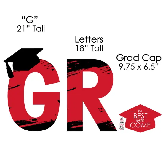 Big Dot of Happiness Red Graduation Party Yard Signs - Outdoor Lawn Decorations - GRAD {7}