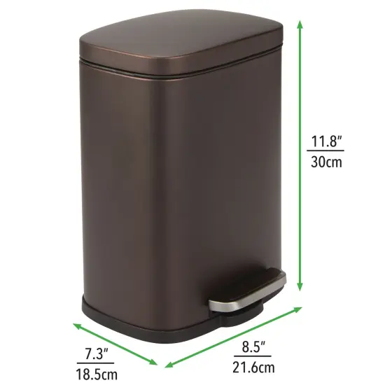 mDesign Stainless Steel Rectangular 1.3 Gallon Step Trash Can {3}