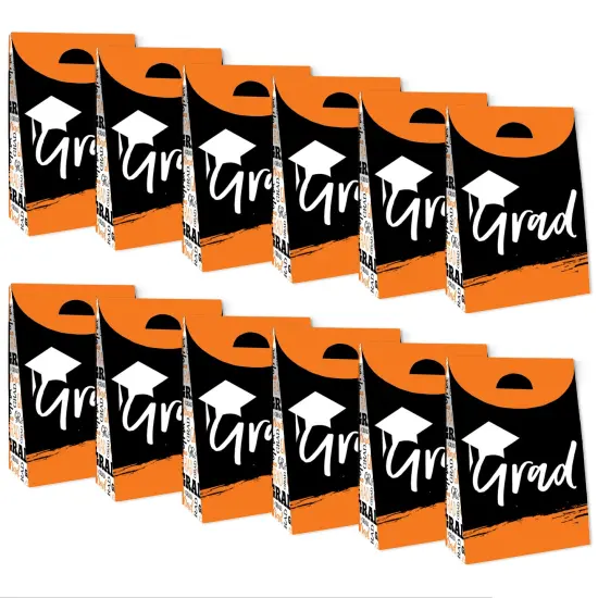 Big Dot of Happiness Orange Grad - Best is Yet to Come - Orange Graduation Gift Favor Bags - Party Goodie Boxes - Set of 12 {6}