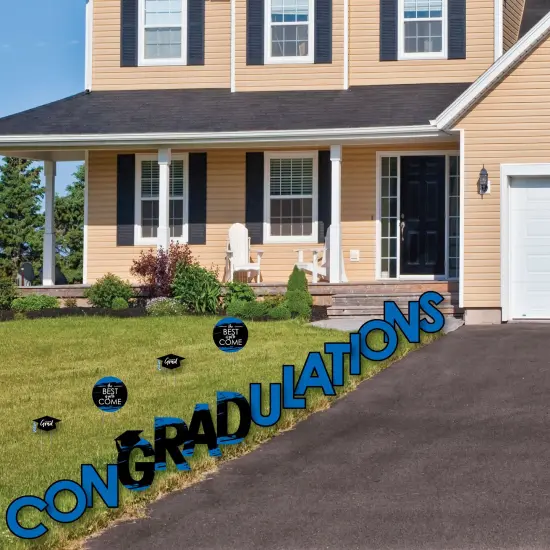 Big Dot of Happiness Blue Graduation Party Yard Signs - Outdoor Lawn Decorations - ConGRADulations {3}