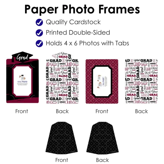 Big Dot of Happiness Maroon Graduation Party Centerpieces - 4x6 Picture Display - Paper Photo Frames - Set of 12 {6}