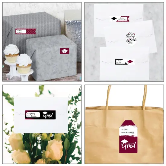 Big Dot of Happiness Maroon Grad Best is Yet to Come Assorted Burgundy Graduation Party Gift Tag Labels To and From Stickers 12 Sheets 120 Stickers {7}
