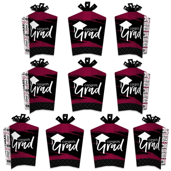 Big Dot of Happiness Maroon Graduation Table Decorations - Party Fold and Flare Centerpieces - 10 Count {1}