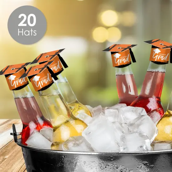 Big Dot of Happiness Orange Grad - Best is Yet to Come - DIY Grad Cap Orange Graduation Party Bottle Topper Decorations - Set of 20 {3}