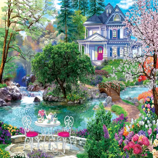 Sunsout Waterside Tea 1000 pc Jigsaw Puzzle 70633 {1}
