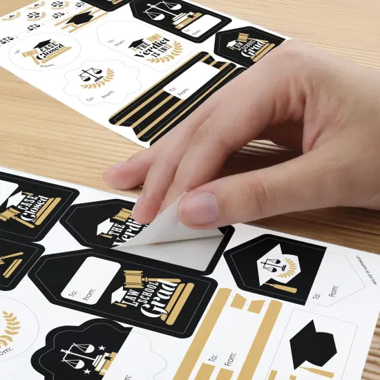 Big Dot of Happiness Law School Grad - Assorted Future Lawyer Graduation Party Gift Tag Labels - To and From Stickers - 12 Sheets - 120 Stickers {6}