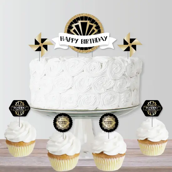 Big Dot of Happiness Roaring 20's - 1920s Art Deco Jazz Birthday Party Cake Decorating Kit - Happy Birthday Cake Topper Set - 11 Pieces {6}