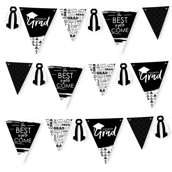 Big Dot of Happiness 30 Piece Black and White Graduation Party Pennant Triangle Banner {1}