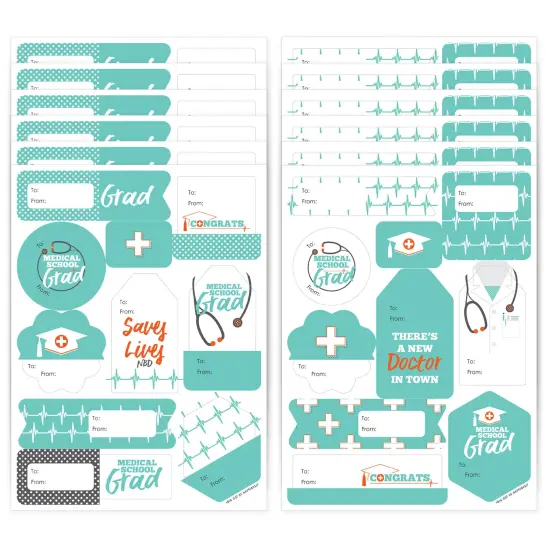 Big Dot of Happiness Medical School Grad - Assorted Doctor Graduation Party Gift Tag Labels - To and From Stickers - 12 Sheets - 120 Stickers {1}