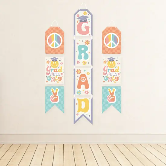 Big Dot of Happiness Groovy Grad - Hanging Vertical Paper Door Banners - Hippie Graduation Party Wall Decoration Kit - Indoor Door Decor {4}