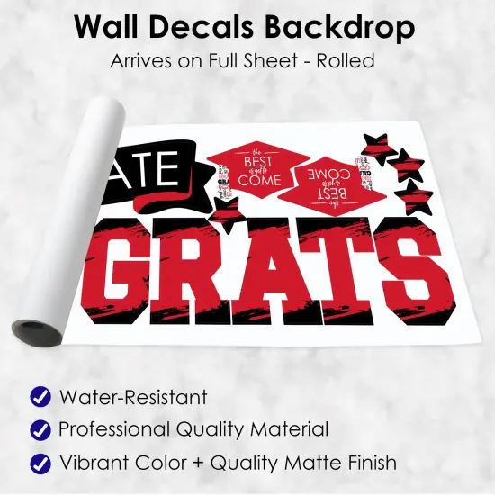 Big Dot of Happiness Red Graduation Party Photo Backdrop - Wall Decals {7}