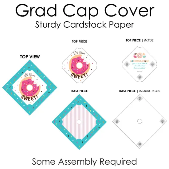 Big Dot of Happiness It&rsquo;s Been Sweet - Donut Graduation Cap Decorations Kit - Grad Cap Cover {7}