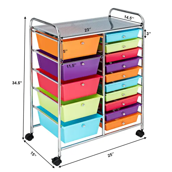 CostwayRolling Storage Cart wIth 15 Drawers {4}